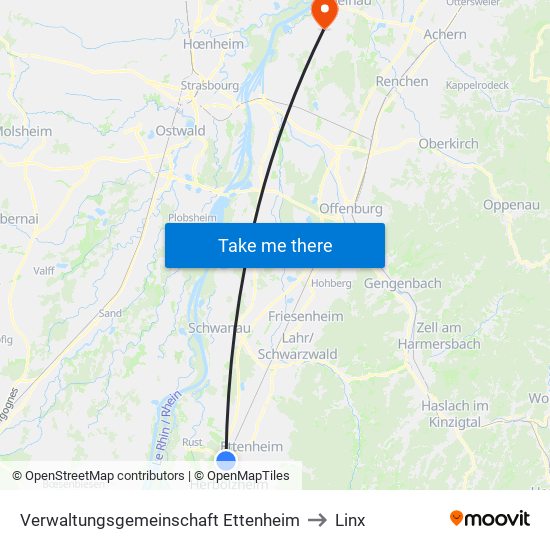 Verwaltungsgemeinschaft Ettenheim to Linx map