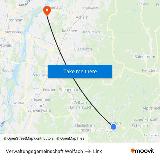 Verwaltungsgemeinschaft Wolfach to Linx map
