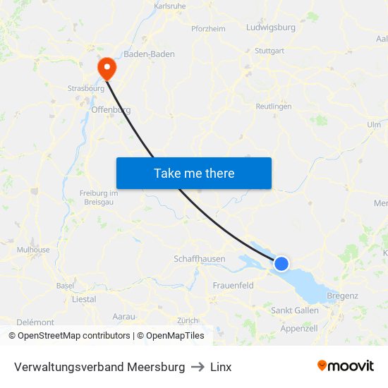 Verwaltungsverband Meersburg to Linx map