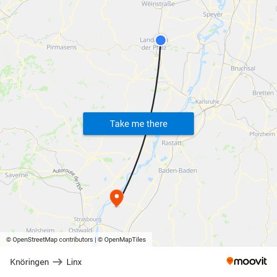 Knöringen to Linx map