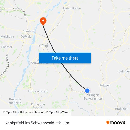 Königsfeld Im Schwarzwald to Linx map