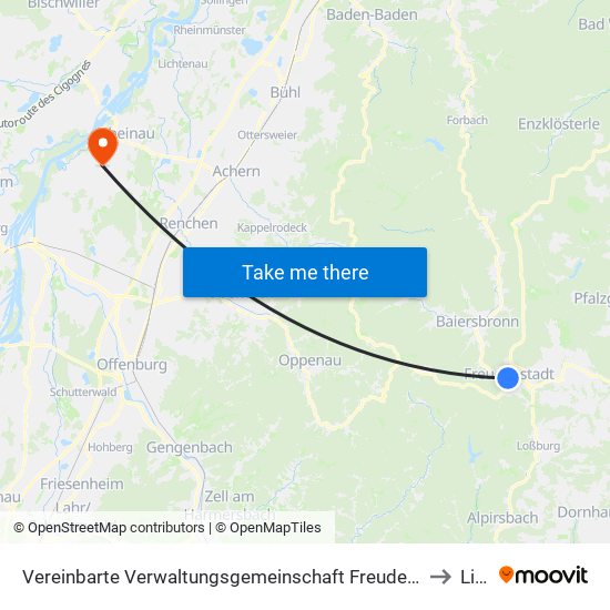 Vereinbarte Verwaltungsgemeinschaft Freudenstadt to Linx map