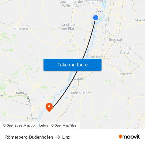 Römerberg-Dudenhofen to Linx map