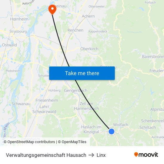 Verwaltungsgemeinschaft Hausach to Linx map