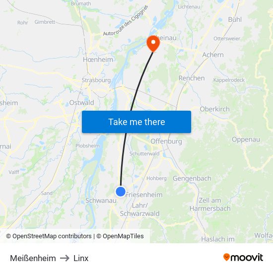 Meißenheim to Linx map