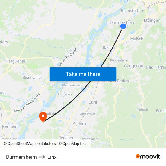 Durmersheim to Linx map