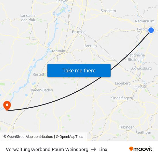 Verwaltungsverband Raum Weinsberg to Linx map