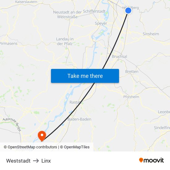 Weststadt to Linx map