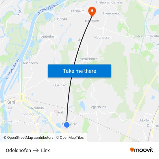 Odelshofen to Linx map