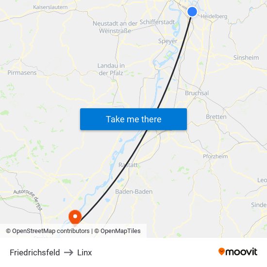 Friedrichsfeld to Linx map