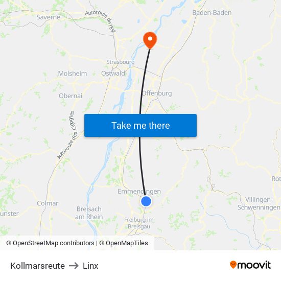 Kollmarsreute to Linx map