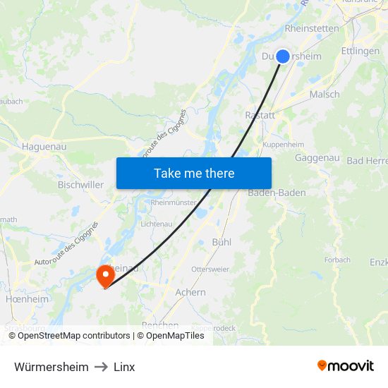 Würmersheim to Linx map