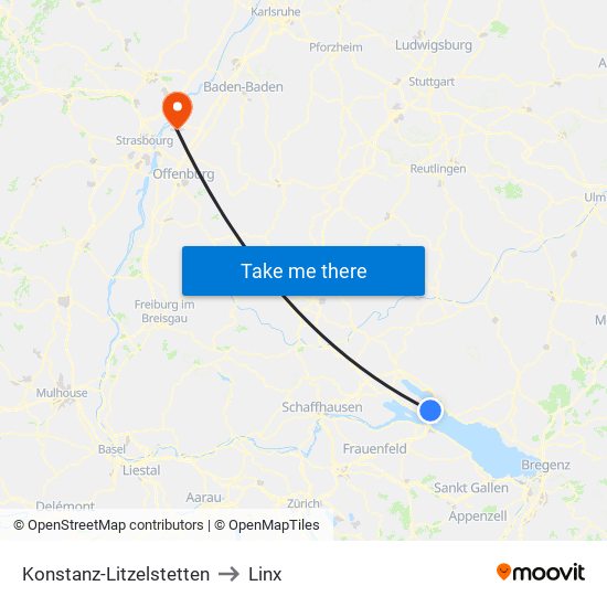 Konstanz-Litzelstetten to Linx map