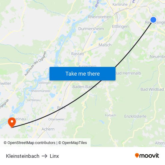 Kleinsteinbach to Linx map