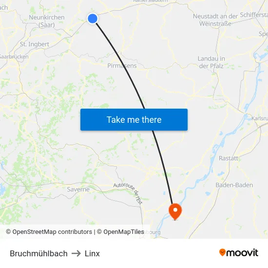 Bruchmühlbach to Linx map