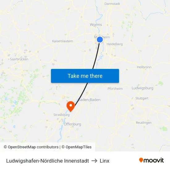 Ludwigshafen-Nördliche Innenstadt to Linx map
