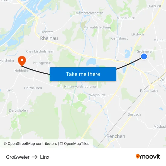 Großweier to Linx map