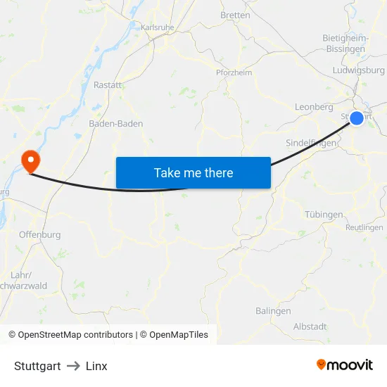 Stuttgart to Linx map