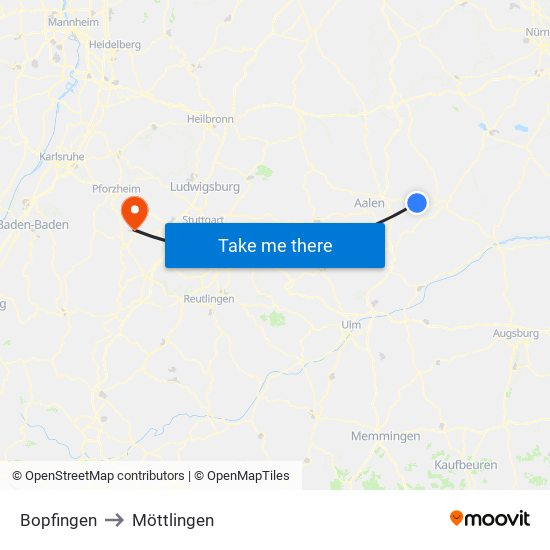 Bopfingen to Möttlingen map