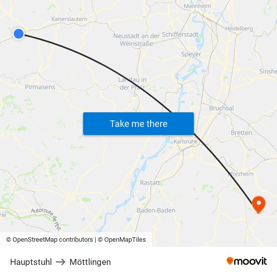 Hauptstuhl to Möttlingen map