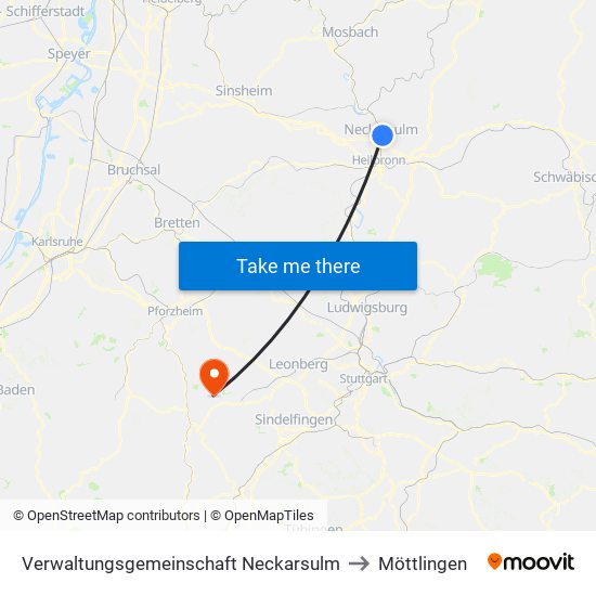 Verwaltungsgemeinschaft Neckarsulm to Möttlingen map