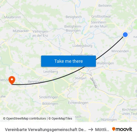 Vereinbarte Verwaltungsgemeinschaft Der Stadt Backnang to Möttlingen map