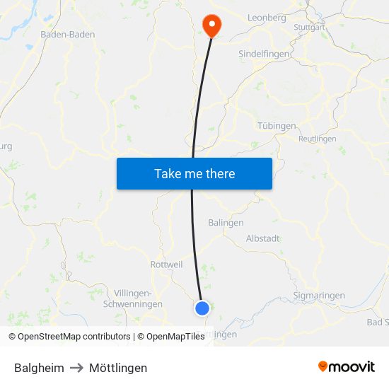 Balgheim to Möttlingen map