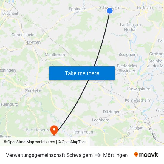 Verwaltungsgemeinschaft Schwaigern to Möttlingen map