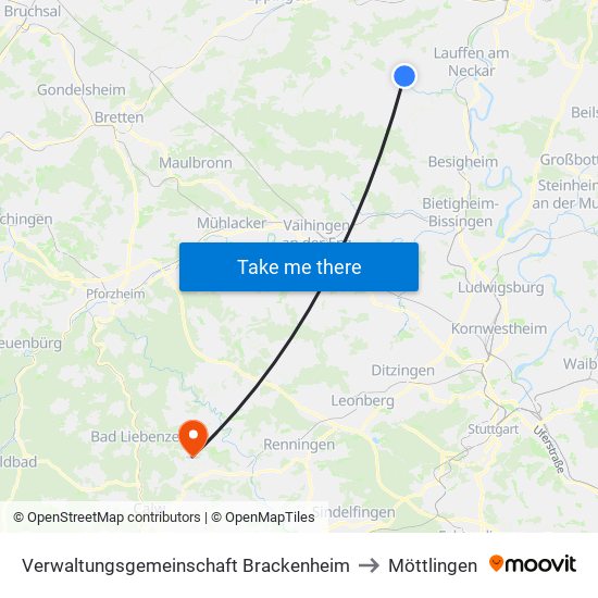Verwaltungsgemeinschaft Brackenheim to Möttlingen map