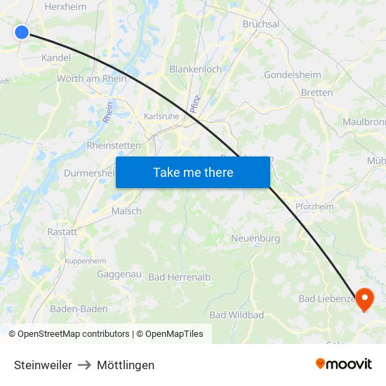 Steinweiler to Möttlingen map