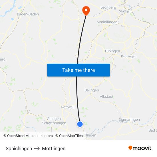 Spaichingen to Möttlingen map