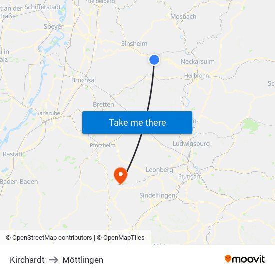 Kirchardt to Möttlingen map