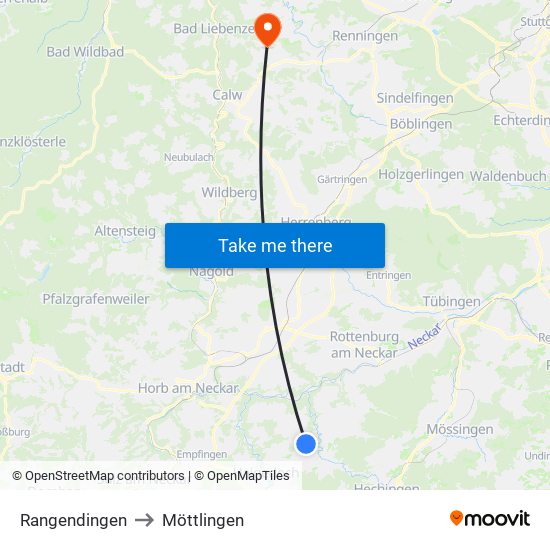 Rangendingen to Möttlingen map