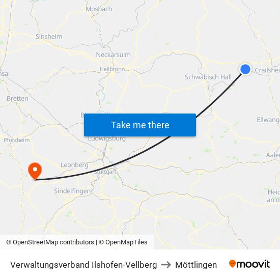 Verwaltungsverband Ilshofen-Vellberg to Möttlingen map