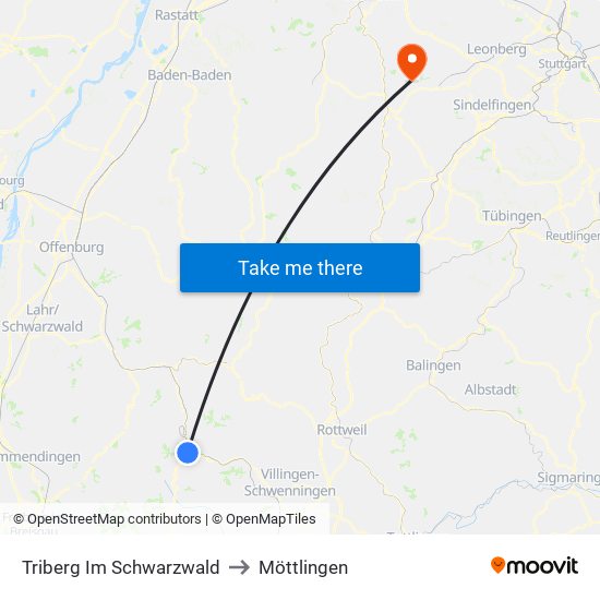 Triberg Im Schwarzwald to Möttlingen map