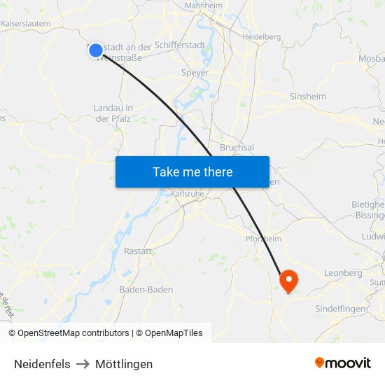 Neidenfels to Möttlingen map