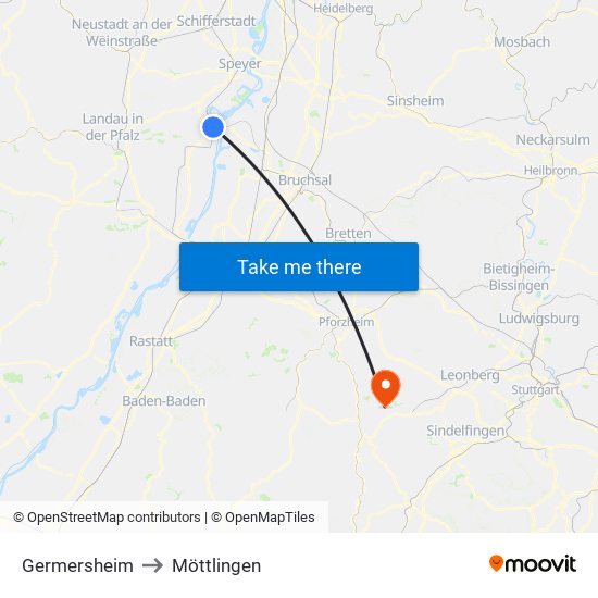 Germersheim to Möttlingen map