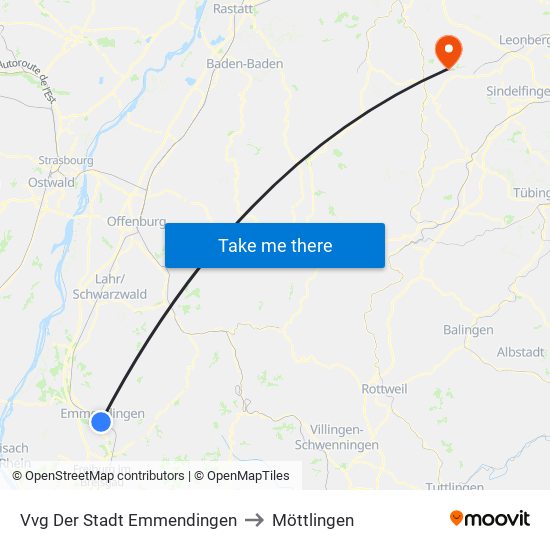 Vvg Der Stadt Emmendingen to Möttlingen map