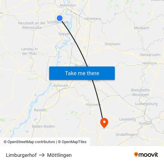 Limburgerhof to Möttlingen map