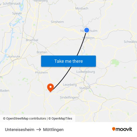 Untereisesheim to Möttlingen map