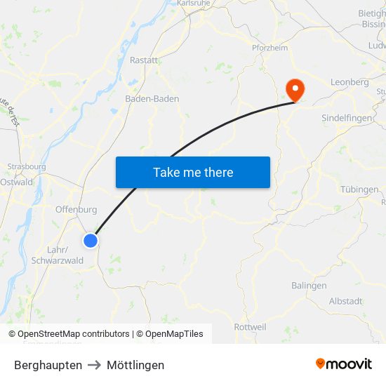 Berghaupten to Möttlingen map