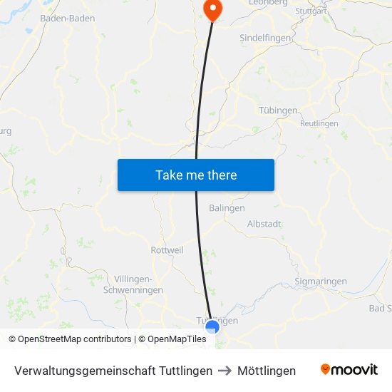 Verwaltungsgemeinschaft Tuttlingen to Möttlingen map