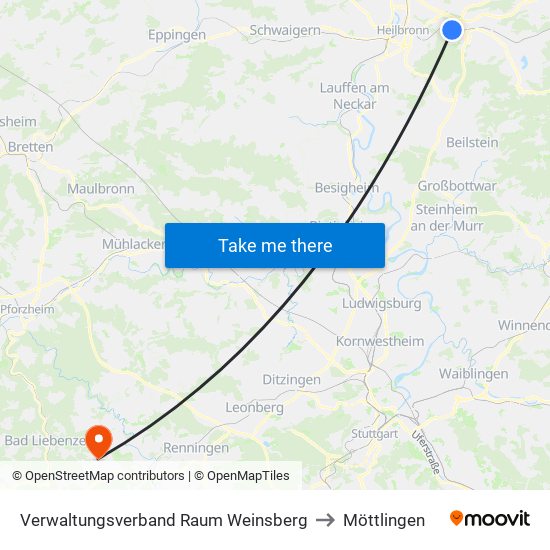 Verwaltungsverband Raum Weinsberg to Möttlingen map