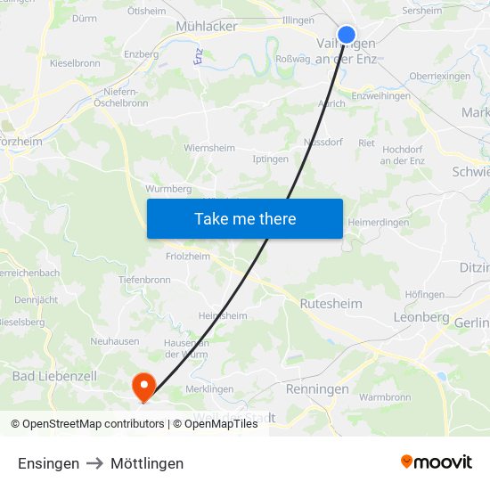 Ensingen to Möttlingen map