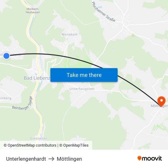 Unterlengenhardt to Möttlingen map