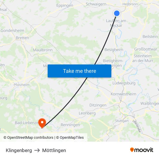 Klingenberg to Möttlingen map