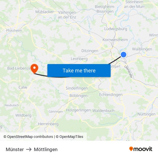 Münster to Möttlingen map