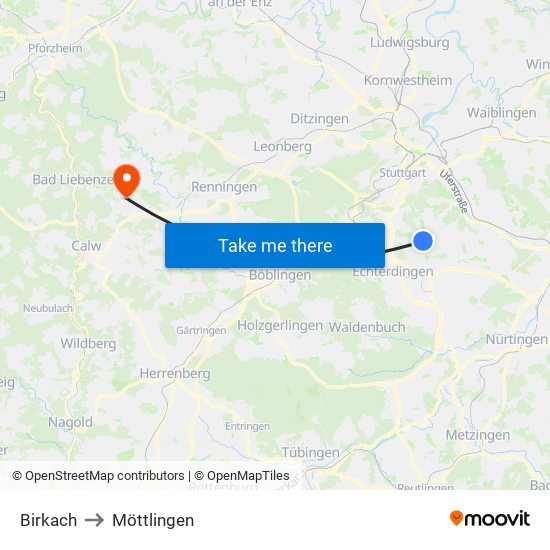 Birkach to Möttlingen map