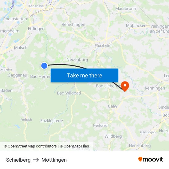 Schielberg to Möttlingen map