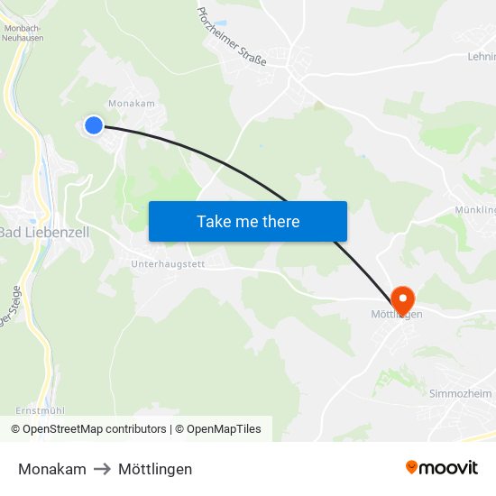Monakam to Möttlingen map